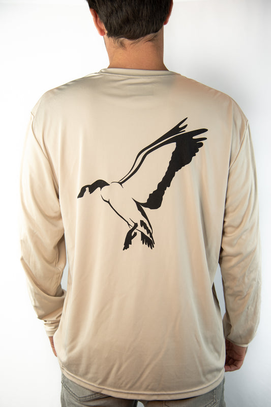 Single Goose Performance Long Sleeve Tee- Tan